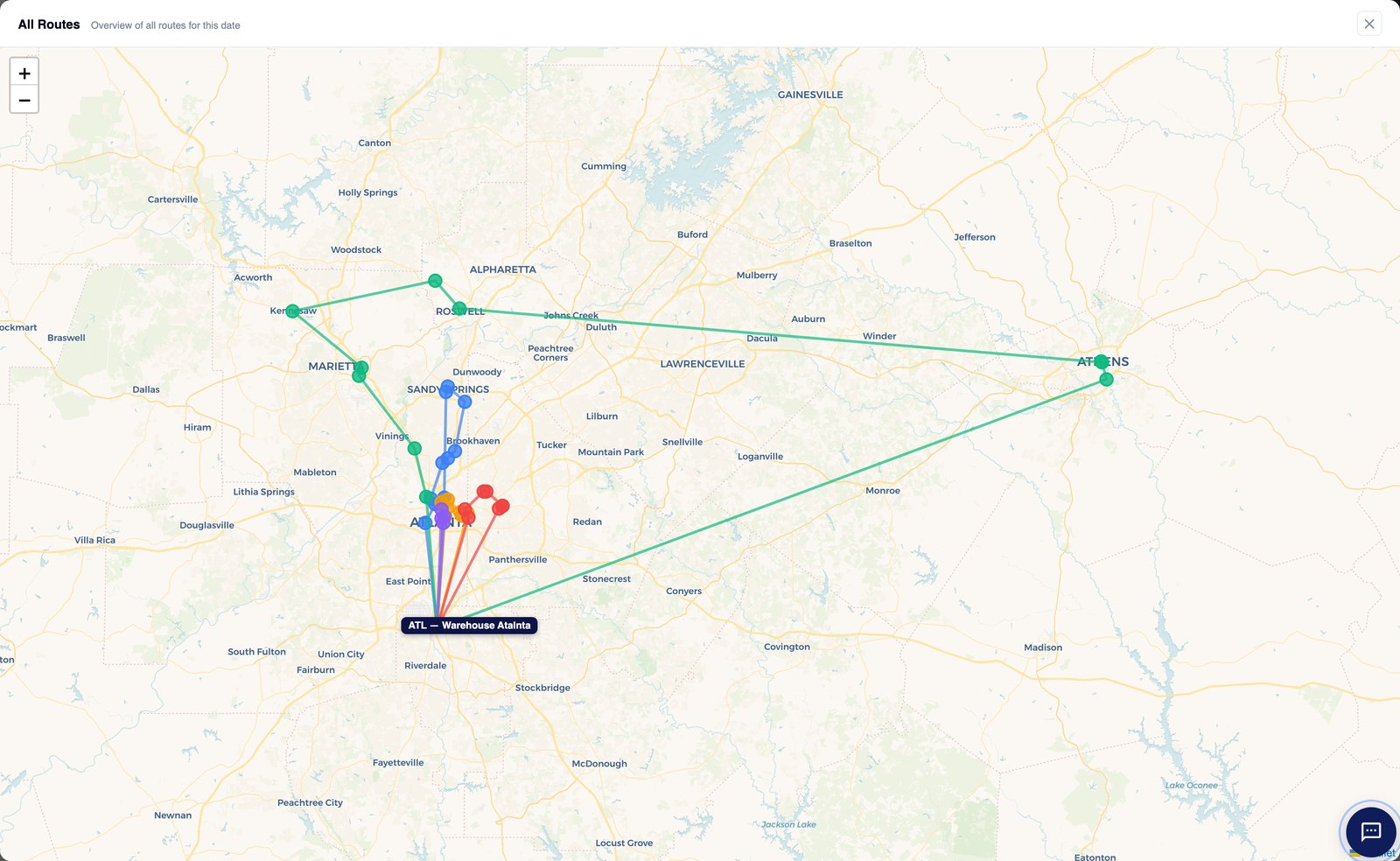 Every route of the day on one map